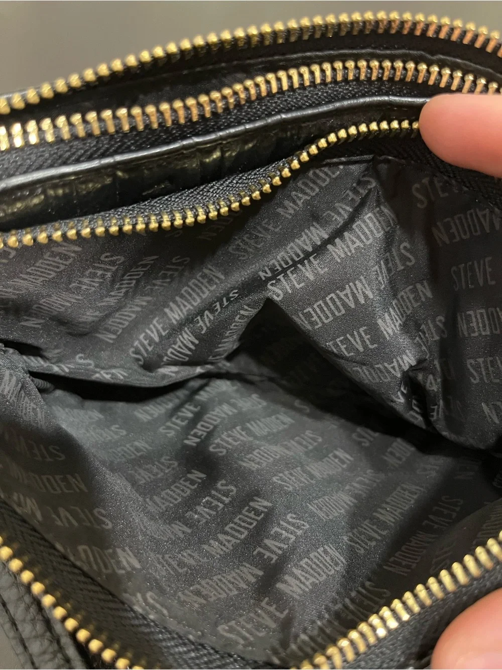 Steve Madden Btrell double zip monogram wristlet/clutch